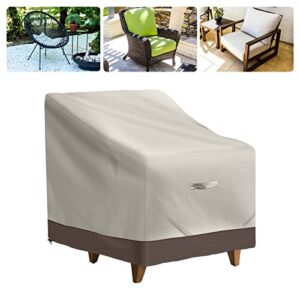 patio furniture covers waterproof for chairs, 100% outdoor waterproof durable patio outdoor chair cover, lawn sofa cover with handle for patio furniture, beige & brown (32w x 34d x 36h)