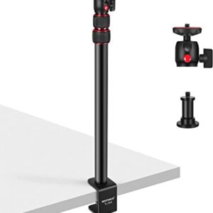 NEEWER Extendable Camera Desk Mount with 1/4" Ball Head, 17”-40” Adjustable Table Light Stand with 1/4" Screw Adapter and C Clamp for DSLR Camera, Ring Light, Live Stream, Vlog, Max Load: 6.6lb/3kg