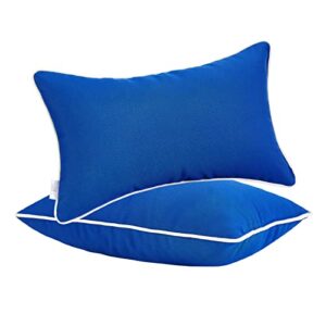 jmgbird 12×20 inch outdoor lumbar pillows pack of 2 waterproof throw pillows with insert rectangular decorative garden cushion for home furniture patio coach sofa (dark blue)
