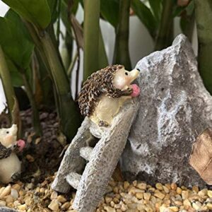 MUAMAX Miniatures Hedgehog Figurines Fairy Garden Hedgehog Accessories Suppliers Mini Hedgehog Animals Micro Landscape Bonsai Craft Decor Miniature Garden Ornaments