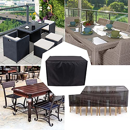 RGRE 48x24x29 in Patio Furniture Cover Waterproof Black, Outdoor Patio Table Covers Rectangular, Garden Furniture Covers Windproof & UV Protection, Outdoor Furniture Cover Set