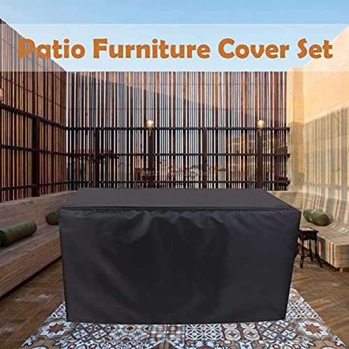 RGRE 48x24x29 in Patio Furniture Cover Waterproof Black, Outdoor Patio Table Covers Rectangular, Garden Furniture Covers Windproof & UV Protection, Outdoor Furniture Cover Set