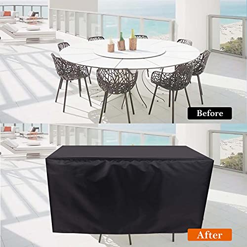 RGRE 48x24x29 in Patio Furniture Cover Waterproof Black, Outdoor Patio Table Covers Rectangular, Garden Furniture Covers Windproof & UV Protection, Outdoor Furniture Cover Set