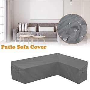 BOSKING Patio Sofa Cover L-Shaped Sectional Furniture Cover Heavy Duty Outdoor Furniture Set Covers Waterproof Lawn Garden Couch Protector with Buckle Strap & Side Handle - Grey (L Shape 112x87 inch)