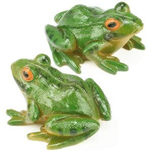 2 Pcs Frog Statues Miniature Simulation Small Animal Resin Sculpture Patio Lawn Yard Terrace Micro Landscape Fairy Garden Fish Tank Accessories Indoor and Outdoor Mini Decorative Ornaments (frog)