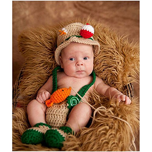 Newborn Photography Props Baby Photo Outfits Crochet Kintted Fisherman Set