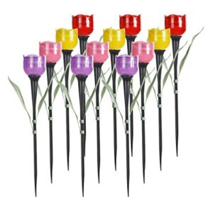 uonlytech outdoor decor solar lights outdoor 12 pcs solar tulip led flower light lawn lamp garden stake lights for patio pathway backyard outdoor decor solar lights outdoor