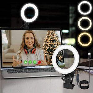 video conference lighting,zibet 6.3″ clip on ring light for computer monitor/laptop/desk,remote working,zoom meeting,selfie, live streaming,makeup,photography,reading,youtube/tiktok