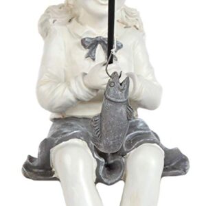 Lily's Home Fishing Little Girl Garden Statue Sitting Outdoor Yard Figurine 11 Inch