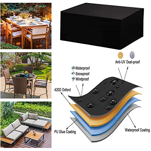 XYXH Garden Furniture Covers Waterproof 34" L x 34" W x 30" H, Patio Furniture Covers Square, Table Cover Rectangle, Oxford Fabric Windproof Tear-Resistant, for Outdoor Sofas and Chairs