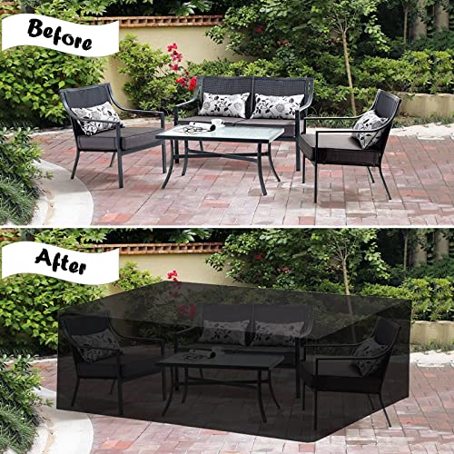 XYXH Garden Furniture Covers Waterproof 34" L x 34" W x 30" H, Patio Furniture Covers Square, Table Cover Rectangle, Oxford Fabric Windproof Tear-Resistant, for Outdoor Sofas and Chairs