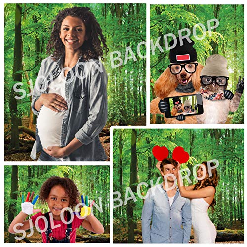 SJOLOON 7X5ft Spring Green Forest Thin Vinyl Photo Backdrops Camping Themed Baby Shower Photography Background Studio Props 10516