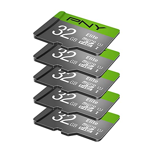 PNY 32GB Elite Class 10 U1 microSDHC Flash Memory Card 5-Pack - 100MB/s, Class 10, U1, Full HD, UHS-I, Micro SD