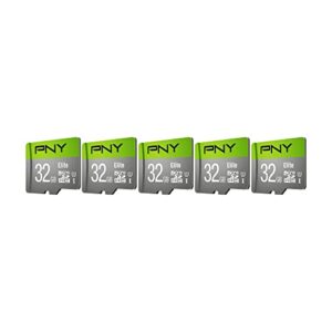 PNY 32GB Elite Class 10 U1 microSDHC Flash Memory Card 5-Pack - 100MB/s, Class 10, U1, Full HD, UHS-I, Micro SD