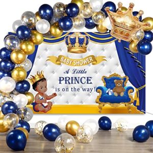 royal prince baby shower decorations include royal blue gold confetti balloons kit royal little prince photography background banner for little prince boys baby shower party supplies decor