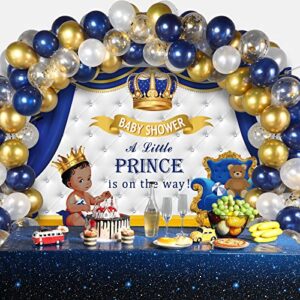 Royal Prince Baby Shower Decorations Include Royal Blue Gold Confetti Balloons Kit Royal Little Prince Photography Background Banner for Little Prince Boys Baby Shower Party Supplies Decor