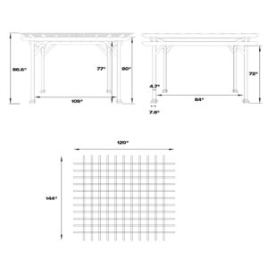 U-MAX Outdoor Pergola 12'x10' Wood Pergola Gazebo with Durability, Stability, Structure, Snow and Wind Supported, Corrosion Resistance for Patio Deck Garden