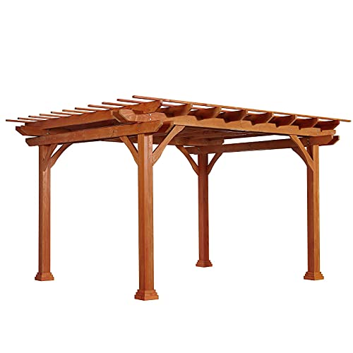 U-MAX Outdoor Pergola 12'x10' Wood Pergola Gazebo with Durability, Stability, Structure, Snow and Wind Supported, Corrosion Resistance for Patio Deck Garden