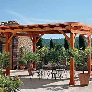 U-MAX Outdoor Pergola 12'x10' Wood Pergola Gazebo with Durability, Stability, Structure, Snow and Wind Supported, Corrosion Resistance for Patio Deck Garden