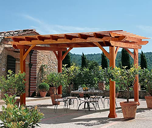 U-MAX Outdoor Pergola 12'x10' Wood Pergola Gazebo with Durability, Stability, Structure, Snow and Wind Supported, Corrosion Resistance for Patio Deck Garden