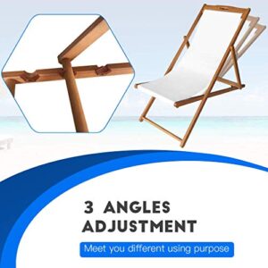 Beach Sling Chairs Set of 2 Outdoor Folding Portable Beach Chairs with Solid Wooden Frame and Polyester Canvas Reclining Adjustable Patio Lounge Chair for Yard Pool Balcony Garden