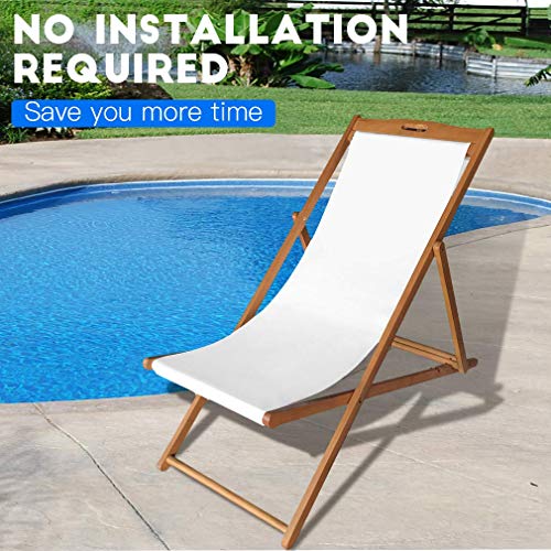 Beach Sling Chairs Set of 2 Outdoor Folding Portable Beach Chairs with Solid Wooden Frame and Polyester Canvas Reclining Adjustable Patio Lounge Chair for Yard Pool Balcony Garden