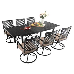 sophia & william patio dining set 7 pieces outdoor metal furniture set, 6 x patio dining swivel chairs with 1 expandable 6-8 person table for lawn garden