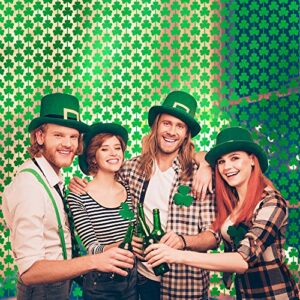 Tifeson St.Patrick Day Shamrock Tinsel Foil Fringe Curtains - 2Pcs Saint Patrick's Day Irish Party Backdrop Decorations Photo Booth Backdrops Green (3.2 x 8.3 ft)