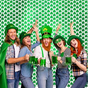 Tifeson St.Patrick Day Shamrock Tinsel Foil Fringe Curtains - 2Pcs Saint Patrick's Day Irish Party Backdrop Decorations Photo Booth Backdrops Green (3.2 x 8.3 ft)