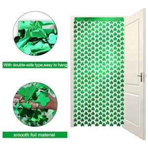 Tifeson St.Patrick Day Shamrock Tinsel Foil Fringe Curtains - 2Pcs Saint Patrick's Day Irish Party Backdrop Decorations Photo Booth Backdrops Green (3.2 x 8.3 ft)