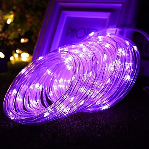 SUNSEATON Solar Rope Lights,50 LEDs 16ft/5M Waterproof Solar String Copper Wire Light,Outdoor Rope Lights for Garden Yard Path Fence Tree Wedding Party Decorative (Purple)