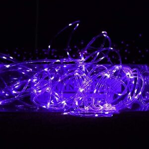 SUNSEATON Solar Rope Lights,50 LEDs 16ft/5M Waterproof Solar String Copper Wire Light,Outdoor Rope Lights for Garden Yard Path Fence Tree Wedding Party Decorative (Purple)