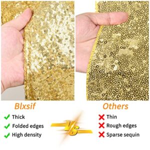 Blxsif Gold Sequin Backdrop Curtains - 2 Panels 2.5x8FT Glitter Gold Photo Backdrop Party Wedding Baby Shower Curtain Sparkle Photography Background