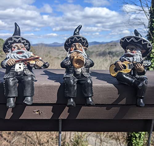 John Bernard & Company Mariachi Band Shelf Sitter Gnomes Statue Set of 3, 6 inches H, Includes Guitarist, Violinist, Trumpet Player, Funny Home or Garden Décor…. La Fiesta Collection