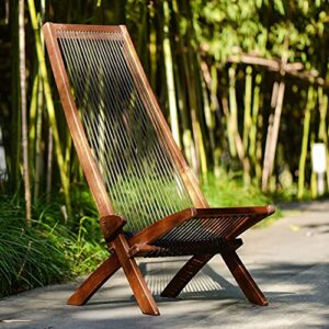 DCMTOAMZ Acacia Folding Wooden Outdoor Chair -Foldable Low Profile Lounge Chair for The Deck, Lawn, Porch, Balcony, Patio, Garden or Home Furniture, Tamarack Chair, Fire Pit Chairs