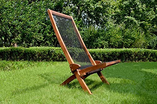 DCMTOAMZ Acacia Folding Wooden Outdoor Chair -Foldable Low Profile Lounge Chair for The Deck, Lawn, Porch, Balcony, Patio, Garden or Home Furniture, Tamarack Chair, Fire Pit Chairs