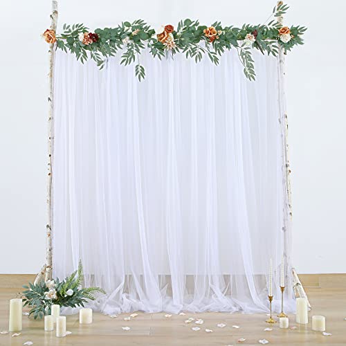 White Backdrop Curtains for Parties Sheer Tulle Backdrop Curtain for Wedding Birthday Party Ceremony Photo Backdrop Curtain for Home Decoration 10'W x8'H