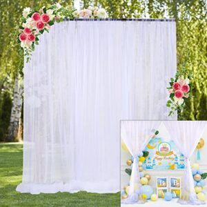 white backdrop curtains for parties sheer tulle backdrop curtain for wedding birthday party ceremony photo backdrop curtain for home decoration 10’w x8’h