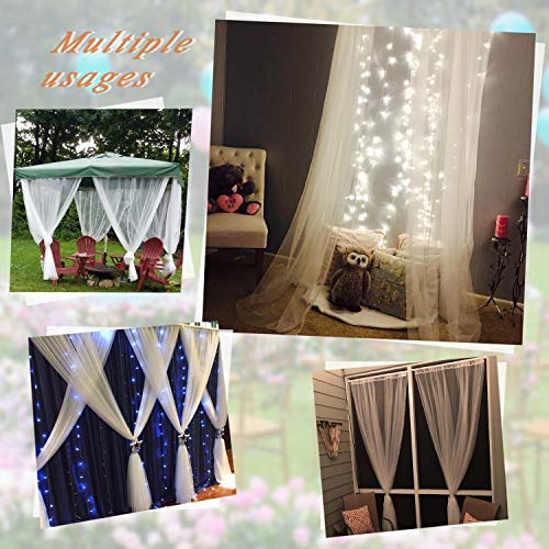 White Backdrop Curtains for Parties Sheer Tulle Backdrop Curtain for Wedding Birthday Party Ceremony Photo Backdrop Curtain for Home Decoration 10'W x8'H