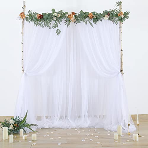 White Backdrop Curtains for Parties Sheer Tulle Backdrop Curtain for Wedding Birthday Party Ceremony Photo Backdrop Curtain for Home Decoration 10'W x8'H