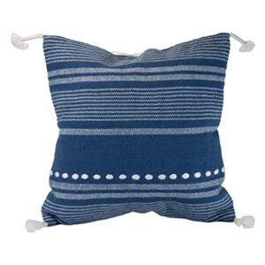 foreside home & garden fipl09255 blue decorative striped woven 20×20 outdoor throw pillow with hand tied tassels