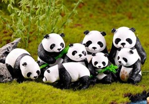 boomteck miniature garden ornaments, 8 pcs cute mini animal pandas ornament diy kits for fairy garden bonsai dollhouse succulent decor home decoration