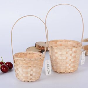 DOITOOL Flower Girl Basket Wicker Baskets Rattan Basket with Handle 5pcs- Rustic Flower Girl Baskets for Weddings- Small Wicker Storage Basket for Eggs Candy Fruit for Home Garden Decor Wooden