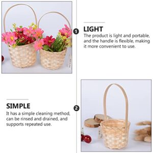 DOITOOL Flower Girl Basket Wicker Baskets Rattan Basket with Handle 5pcs- Rustic Flower Girl Baskets for Weddings- Small Wicker Storage Basket for Eggs Candy Fruit for Home Garden Decor Wooden