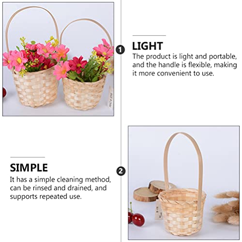 DOITOOL Flower Girl Basket Wicker Baskets Rattan Basket with Handle 5pcs- Rustic Flower Girl Baskets for Weddings- Small Wicker Storage Basket for Eggs Candy Fruit for Home Garden Decor Wooden