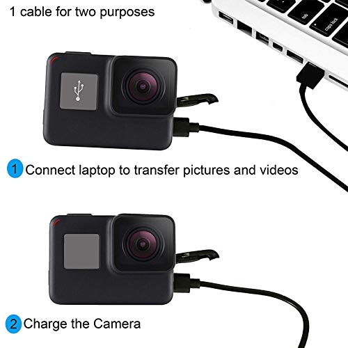 Suptig Charging Cable Type-C Charging Cable 2 Pack Compatible for Gopro Hero 11 Hero 10 Hero 9 Hero 8 Hero 7 Black Gopro Max Hero 7 Silver Hero 7 White Hero 6 Gopro Hero 5 Hero5 Session Hero 2018