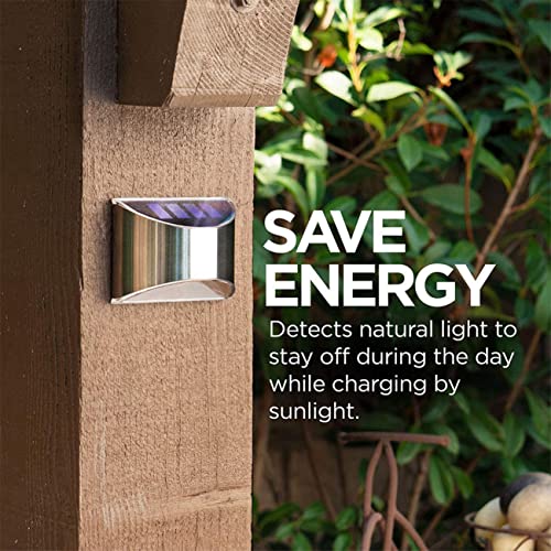 KUFTYTP 2Pcs Led Solar Outdoor Patio Wall Light from Dusk Dawn Sensor Light Ip55 Grade Stainless Steel Security Wall Light Waterproof Modern Solar Deck Light Patio Garden Deck Light