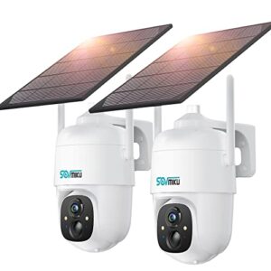 Sovmiku 2CQ1 2K Solar Security Camera Outdoor,360° View Pan & Tilt,Easy to Setup, Night Vision,User Friendly,Tech Support,Audible Flashlight Alarm, Human Alert,Support SD & Cloud Storage, Vicohome App