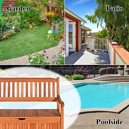 Tangkula Wooden Outdoor Storage Bench Large Deck Box, Entryway Storage Bench w/Inner Removable Dustproof Lining and Portable Handles for Patio Garden Balcony Yard (Natural)