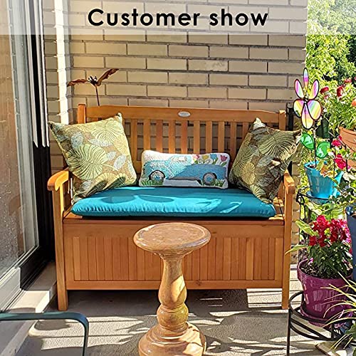 Tangkula Wooden Outdoor Storage Bench Large Deck Box, Entryway Storage Bench w/Inner Removable Dustproof Lining and Portable Handles for Patio Garden Balcony Yard (Natural)